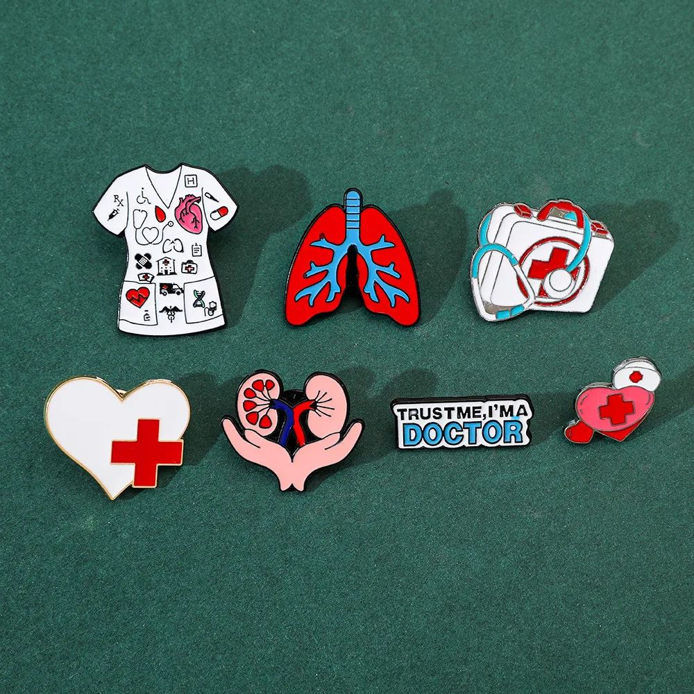 Medical Brooch Stethoscope Ambulance First Aid Kit Metal Badge Small Gifts Wholesale Bag Pins for Backpacks Backpack Pin Lapel - view 2