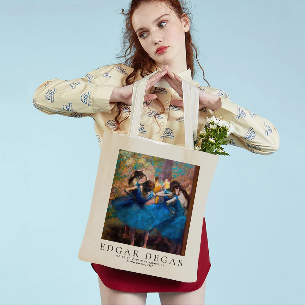 Johannes Vermeer Exhibition Rembrandt Double Print Lady Shopping Bags Nordic Shopper Bag Canvas Tote Women Supermarket Handbag