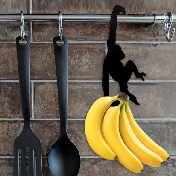 Kitchen Wall Door Metal Hook Key Hanger Cat Tail Monkey Shaped Decor Holder Clothes Storage Rack Seamless Hook Tool Accessories