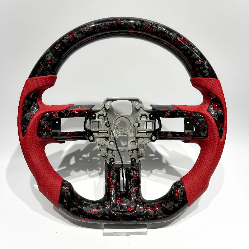 Red forged carbon fiber steering wheel for Mustang GT Shelby