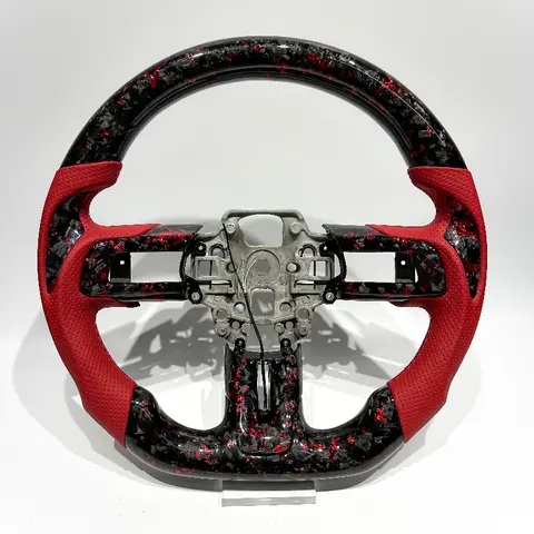 Red forged carbon fiber steering wheel for Mustang GT Shelby