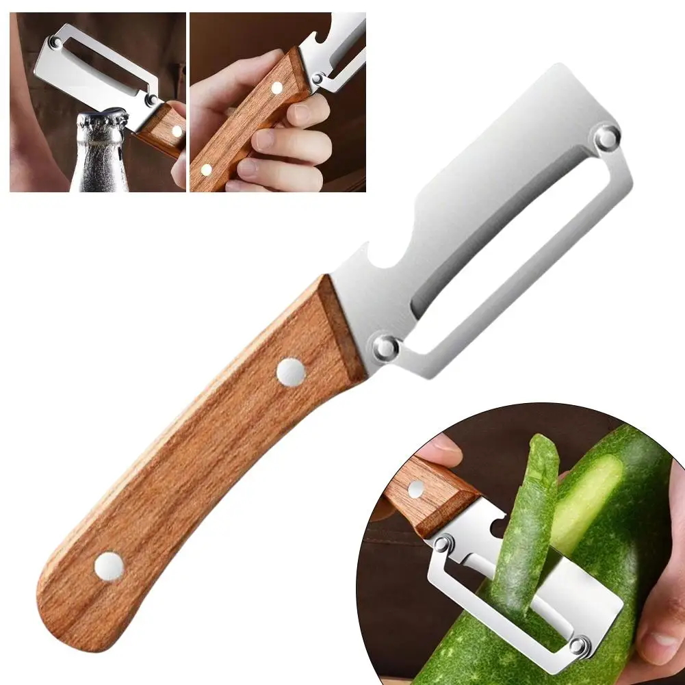 1/2pcs Stainless Steel Peeler With Wooden Handle For Peeling And Slicing Fruits And Vegetables | Durable And Smooth Operation