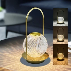 Vintage Crystal Ball Table Lamp Touch Night Lamp USB Rechargeable For Bedroom Bedside Decorative Atmosphere Acrylic Night Lights