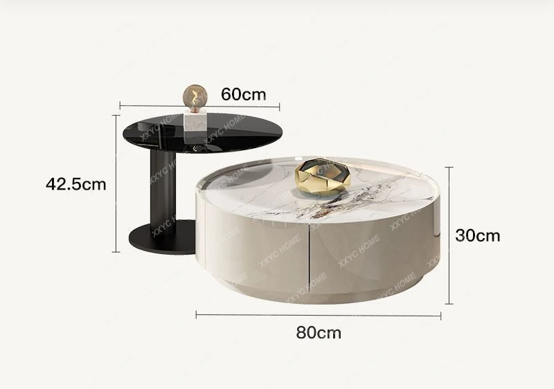 

Современный и простой комбинированный телевизионный шкаф-тумба H Light Luxury с интегрированной системой хранения и кофейным столиком, от пола до потолка.