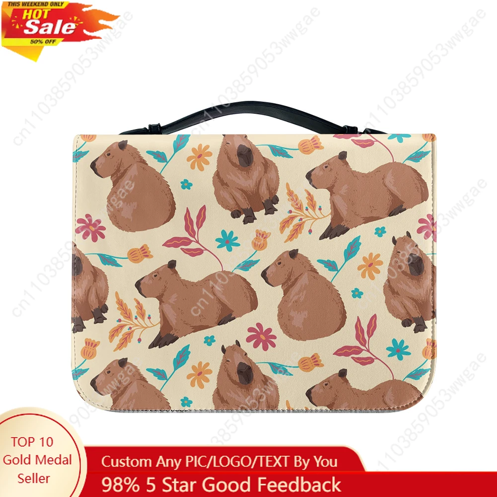 

Capybara Cartoon Bible Bag Christian Gift Personalized Cover Bible Pack Waterproof Leather Bag High Quality Pockets Package Case