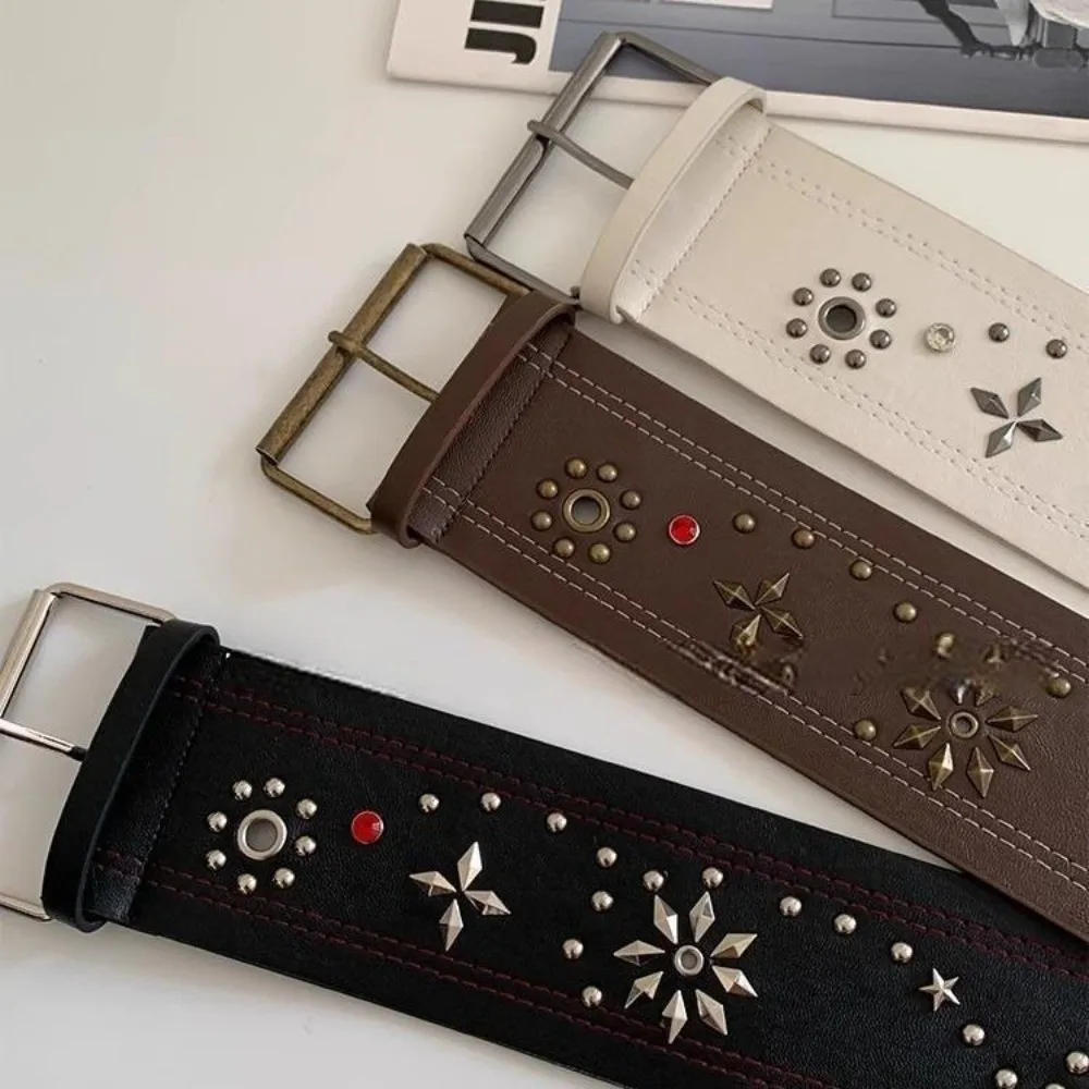 المتخصصة خمر المرأة برشام حزام Y2k القوطية الجلود حزام خصر فاسق الثقيلة فستان حزام البنطال الجينز الخصر مقصوص