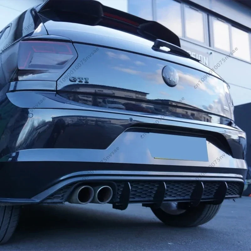 For Volkswagen Polo MK6 GTI R Line AW 2017-2021 Gloss Black Rear Valance Blade Fin Diffuser Spoiler Splitter Body Kit Tuning