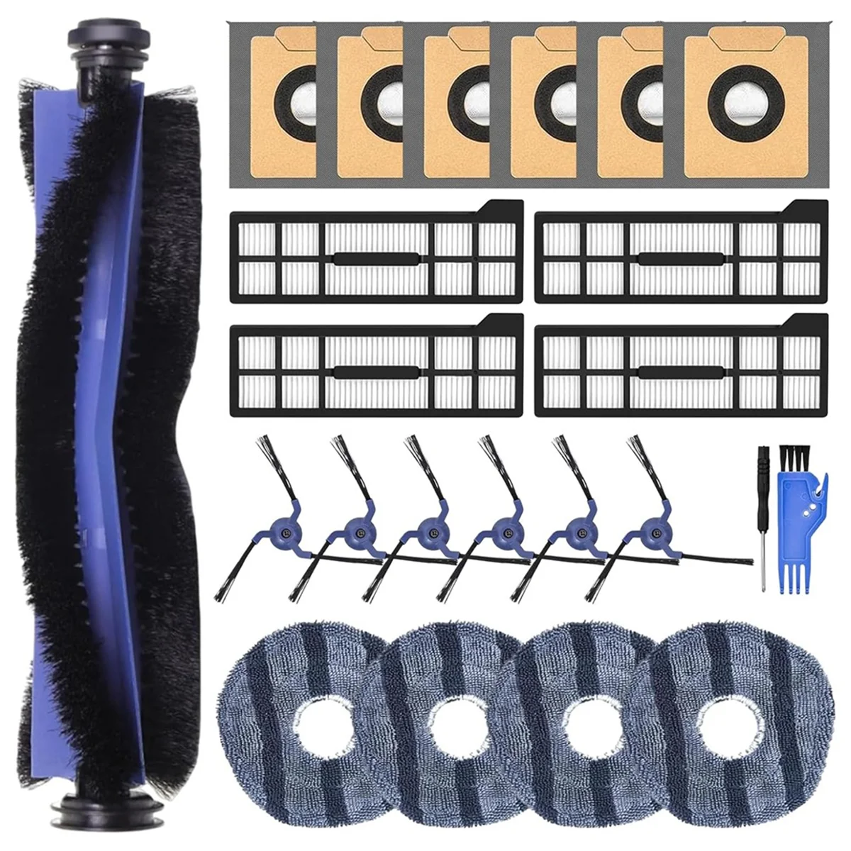 23 buah Aksesori pengganti untuk Eufy X10 Pro Omni bagian vakum sikat utama kain pel sikat samping penyaring HEPA kantong debu