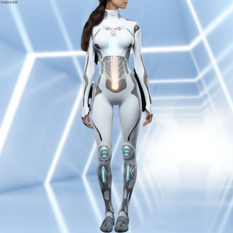 WU01 Новая высококачественная одежда из лайкры, костюм зентай для косплея на Хэллоуин, 3D комбинезон с длинными рукавами, женское облегающее боди Rave Jk5 *!