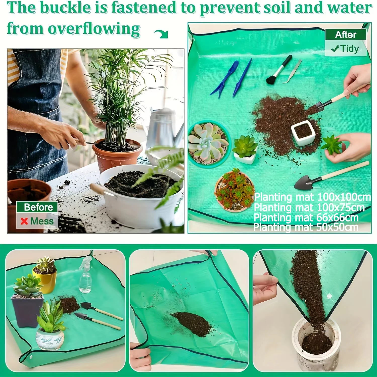 1pc Flower Pots Planting Mat Waterproof Transplanting Mats Foldable PE Plant Repotting Mat Gardening Planting Mat 32-100cm
