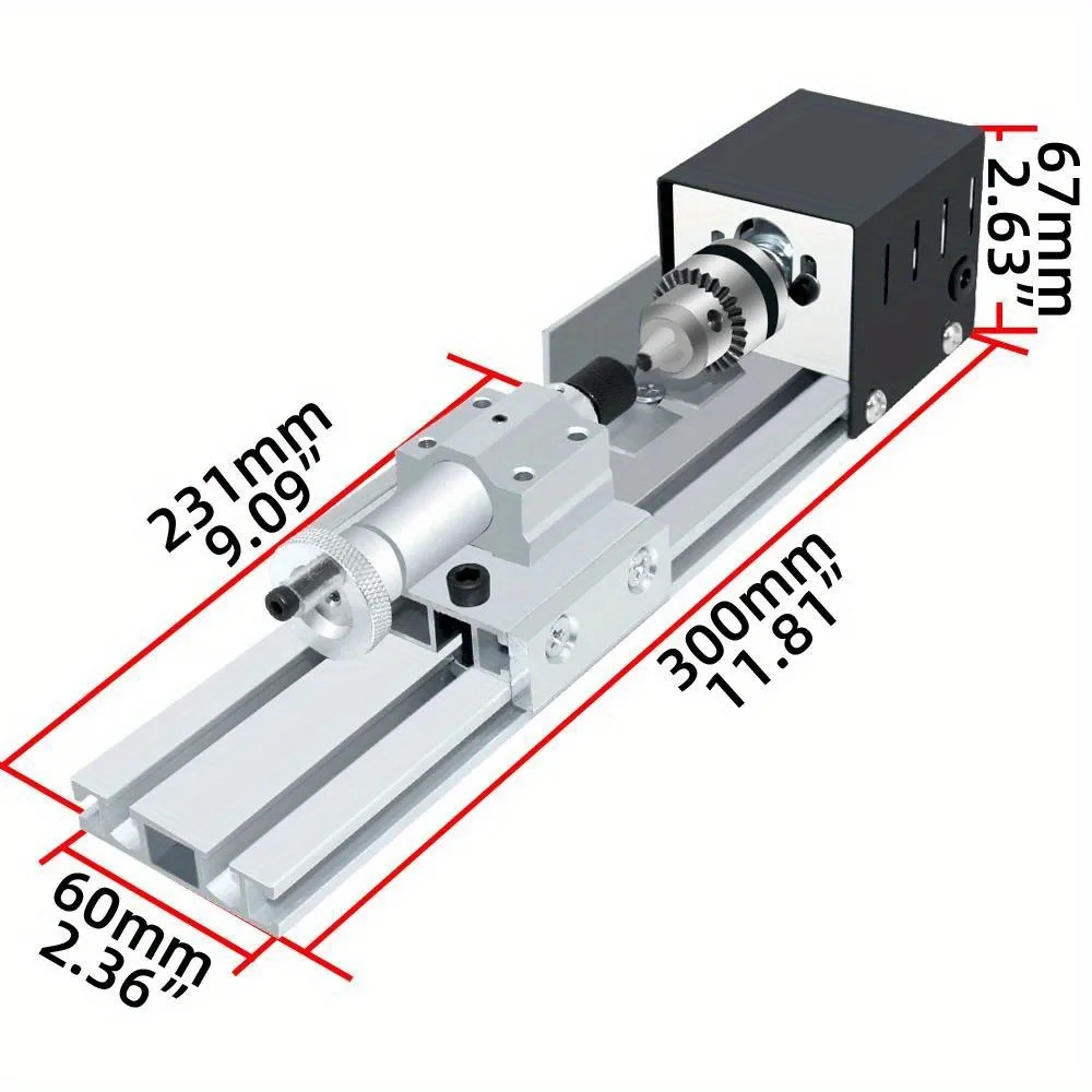 Mini Lathe Machine Tool, 12-24V Woodworking DIY Wood Lathe Milling Machine - Grinding Polishing Beads Drill Rotary Tool Set