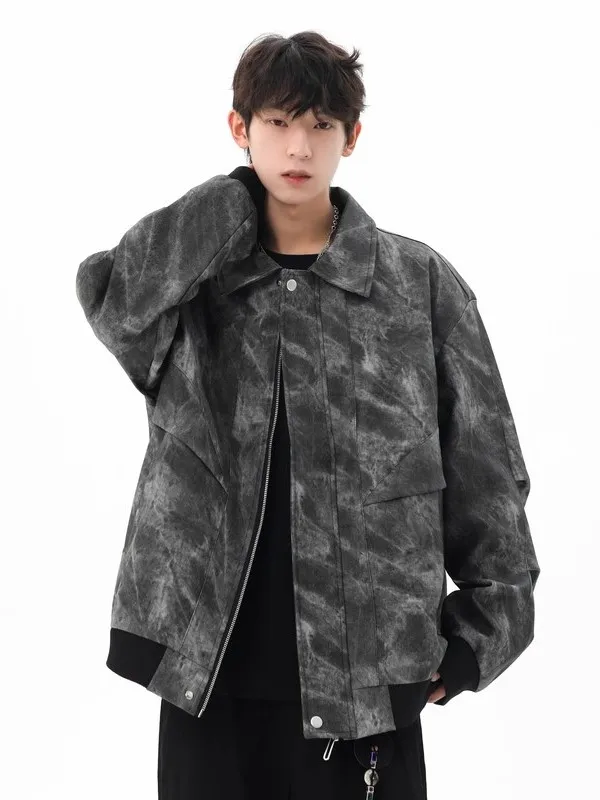 

Men's Thiened PU Leather Jaet Retro American Sle Waterproof Collar Motorbike Clothes Workwear Coat Youth ular Polyes...