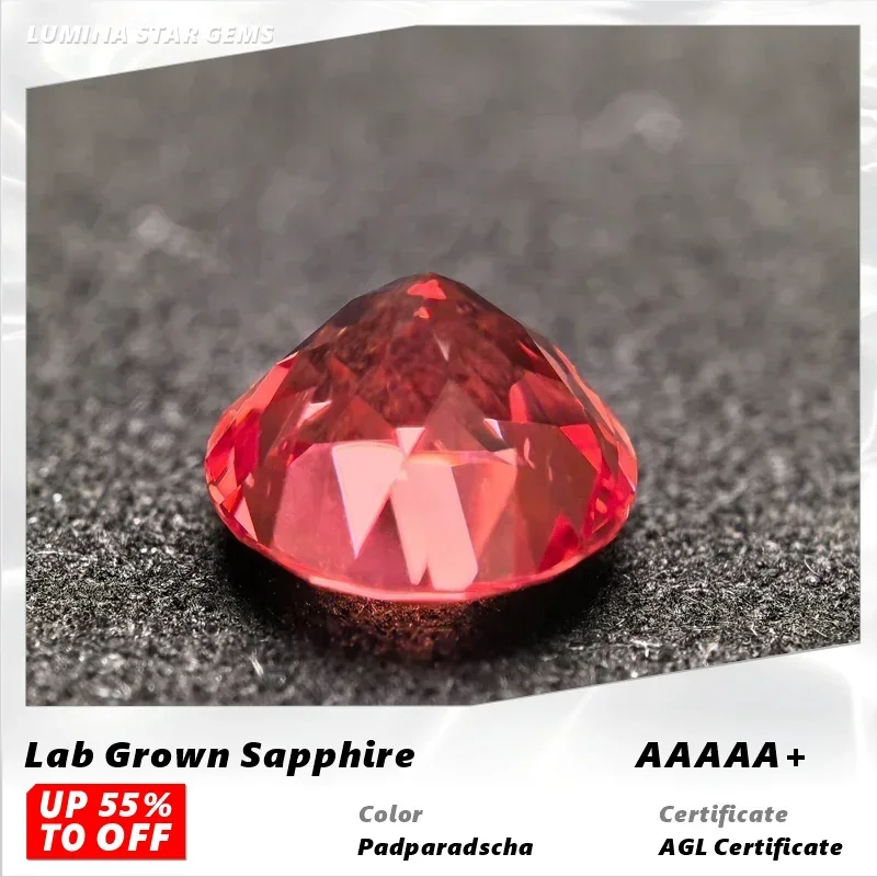 

L-Lab Grown Padparadscha Round Shape Fire Lotus Charm Beads for Diy Jewelry Making Pendant Materials Selectable AGL Certificate