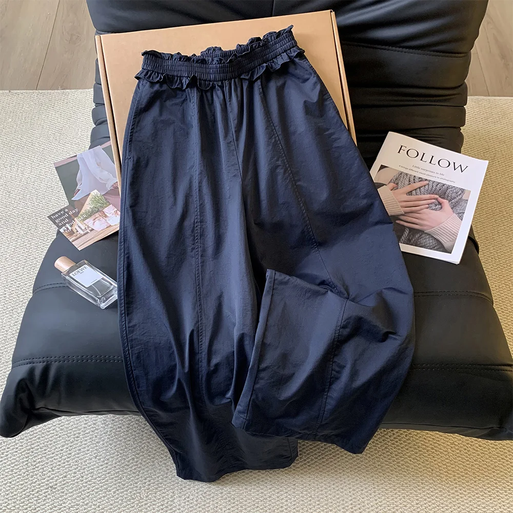 

High Waist Straight Leg Casual Pants Women's plus Size Summer New Thin Wide Leg Pants Fashionable Harlan Pants Comfortable Br...