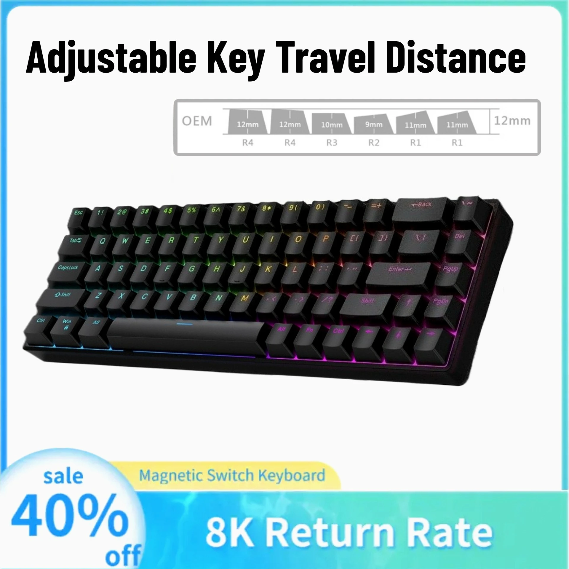 

Raven68 Magnetic Switch Keyboard，Wired Gaming Mechanical Keyboard，Adjustable Key Travel Distance 8K Return Rate Hot-swappable