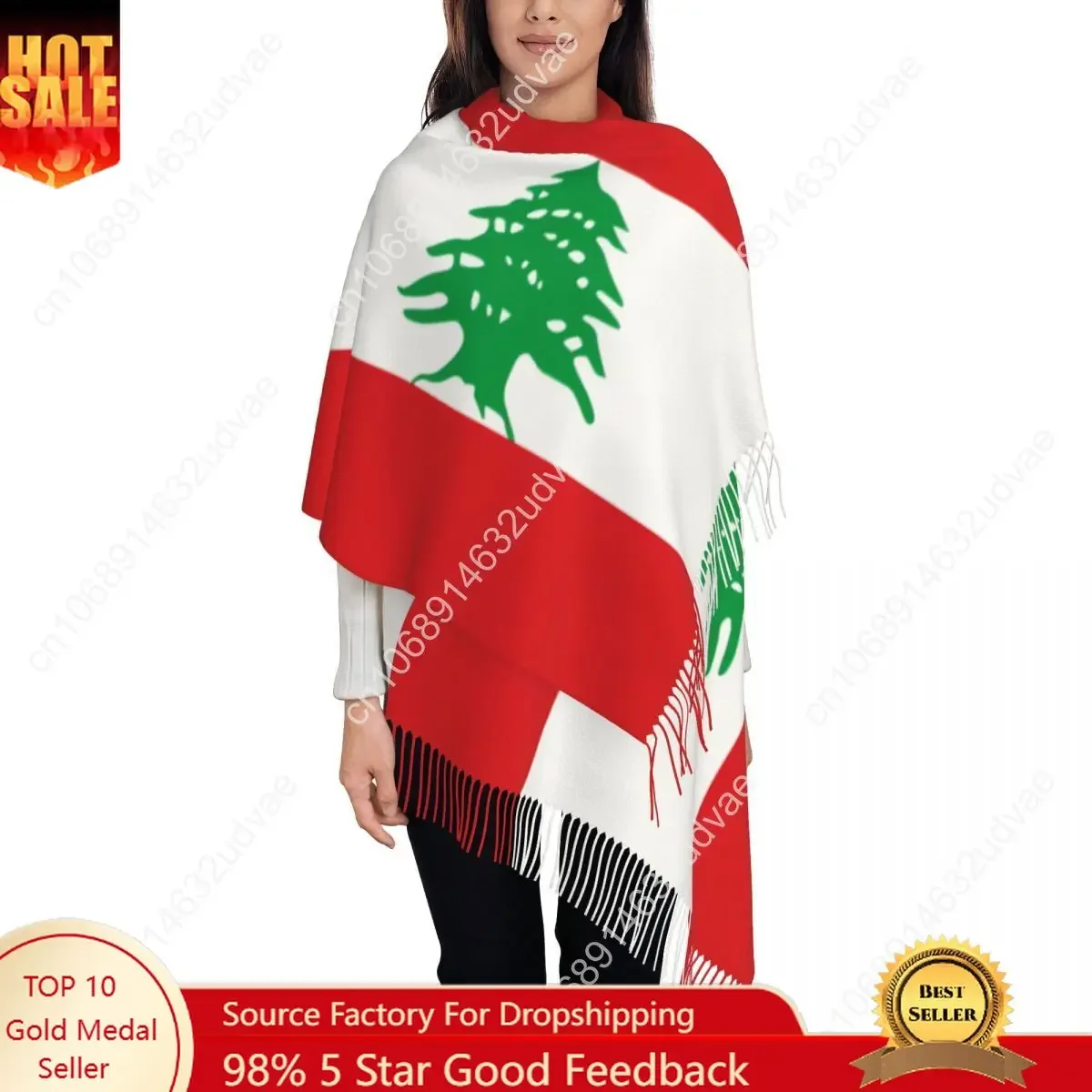 

Flag Of Lebanon Scarf for Women Winter Warm Pashmina Shawl Wrap Long Shawl Scarf for Evening Dress
