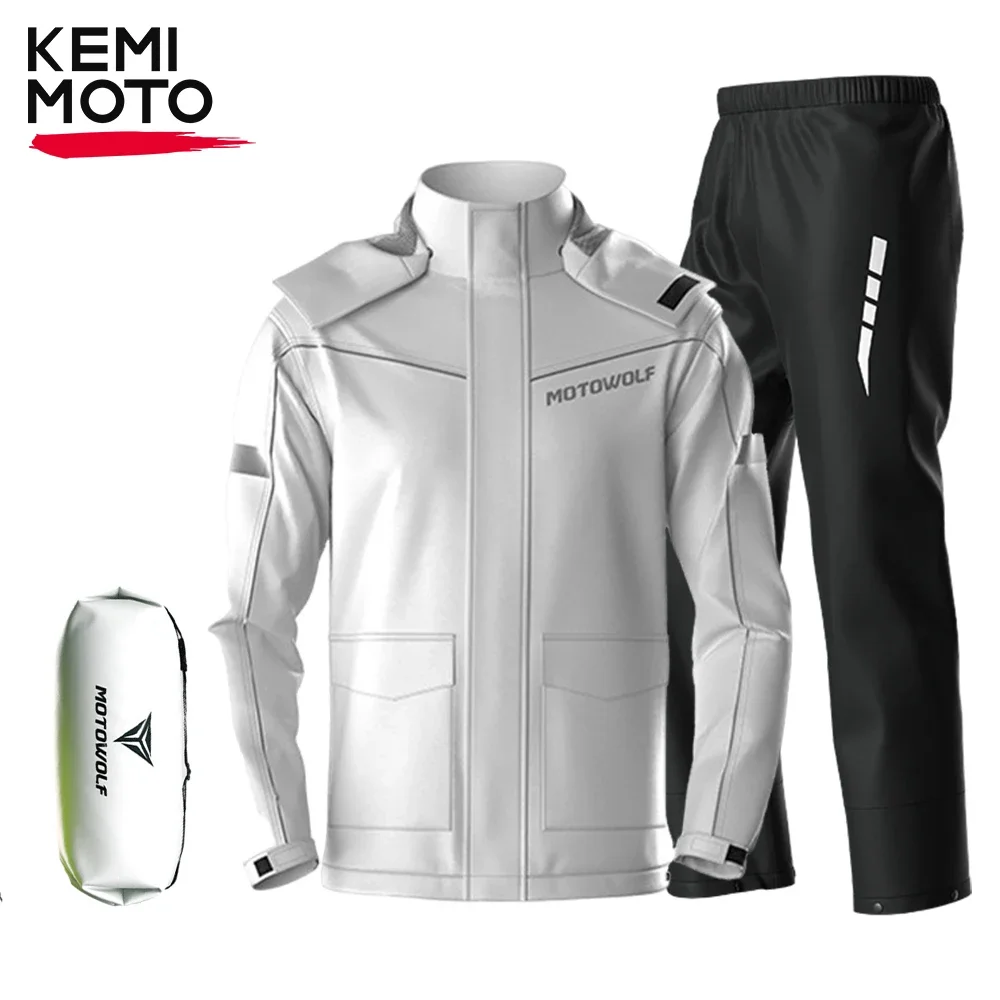 Motorcycle Raincoat Men's Cycling Light Portable Split Jackets Pants Reflective Waterproof Breathable Suit for Motocross Outdoor