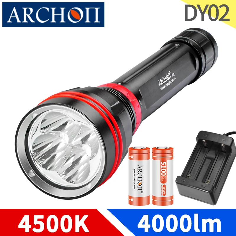 

DY02 4500K Scuba diving light 4000lm Dive flashlight Underwater 100m Dive lighting Hunting Outdoor Adventure Rescue Sea Fishing