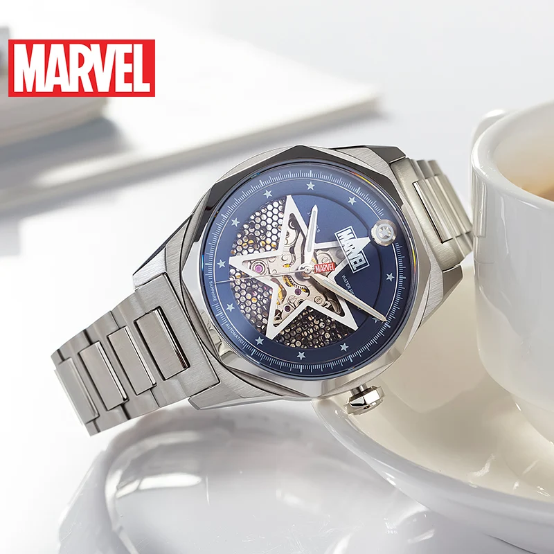 Marvel Voor Vrouwen Horloges Avengers Skelet Automatische Polshorloges Stalen Kast Saffier Kristal Mechanisch Meisje Dame Montre Femme