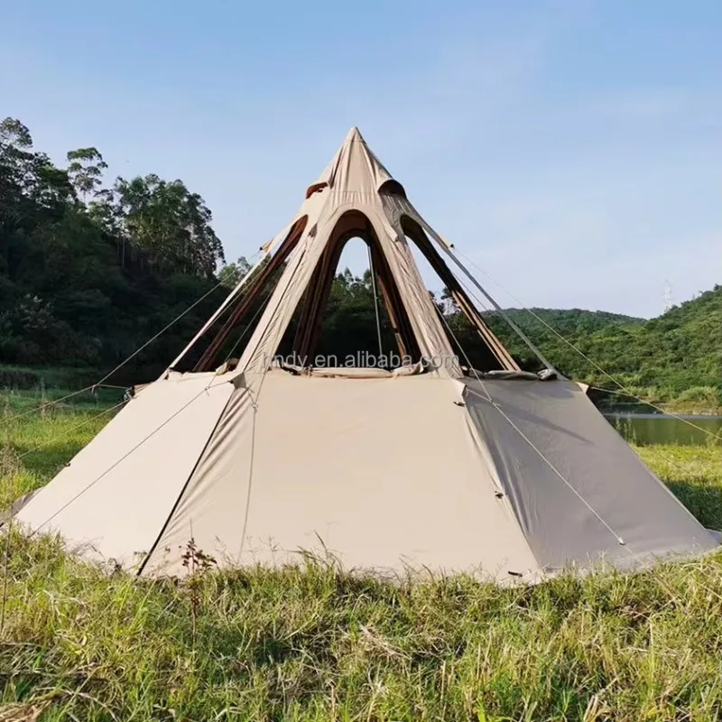 2026  Winter Octagon Canvas Tipi Pyramid Tent For Winter Camping Warm