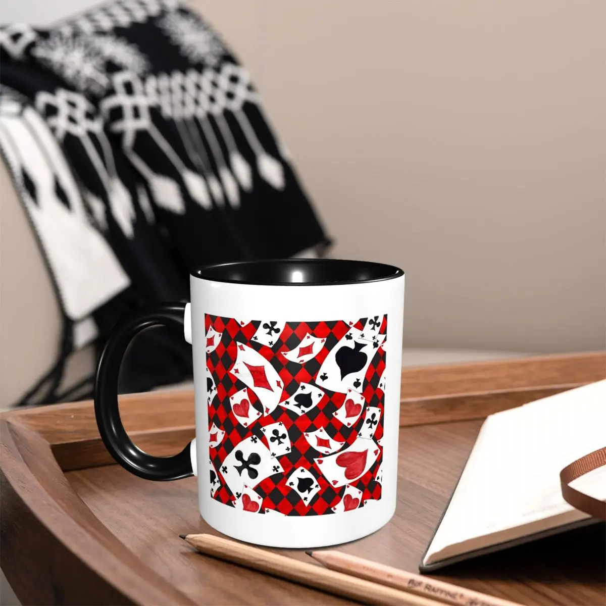 Cool Poker Playing Cards Pattern Gambling Card Game Mug Funny Ceramic Coffee Cups Tea Mugs Milk Cup Drinkware Gift for Woman Man