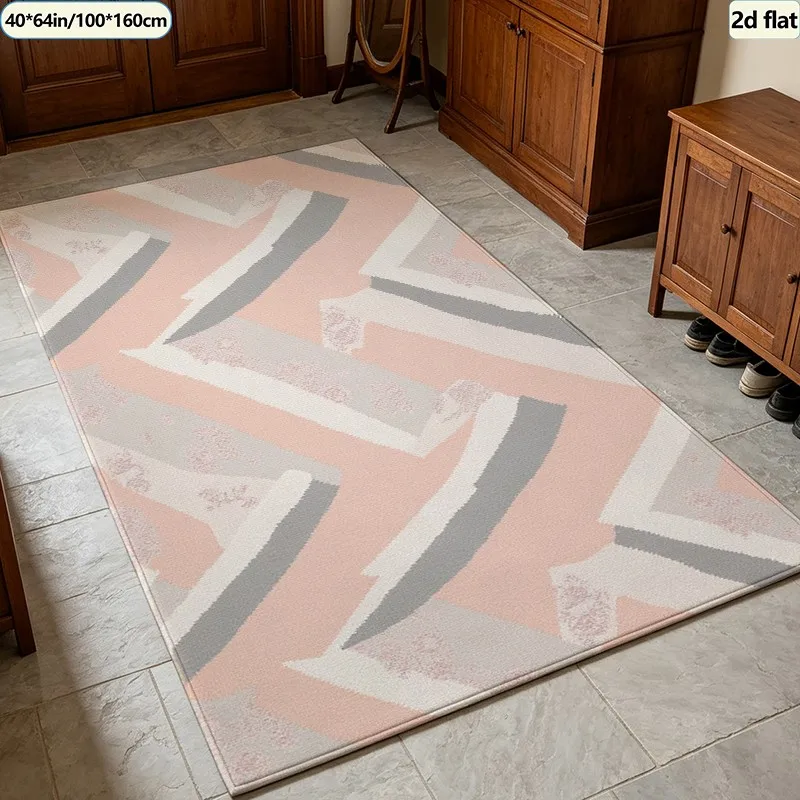 Modern Chevron Abstract Carpet Flooring Color Block Textured Area Rug Non‑Slip Floor Carpet for Living Room Bedroom Home Decor