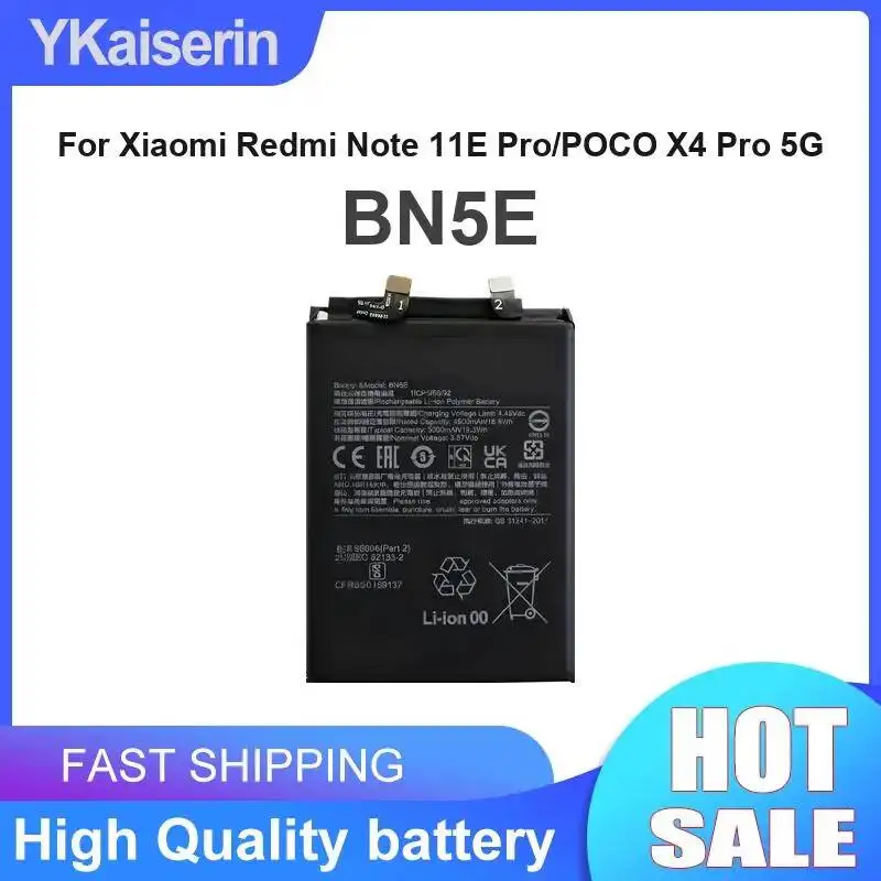 For Xiaomi Redmi Note 11E Pro Poco X4 Pro 5G Good Low-Temperature Performance 5000mAh BN5E Mobile Phone Battery