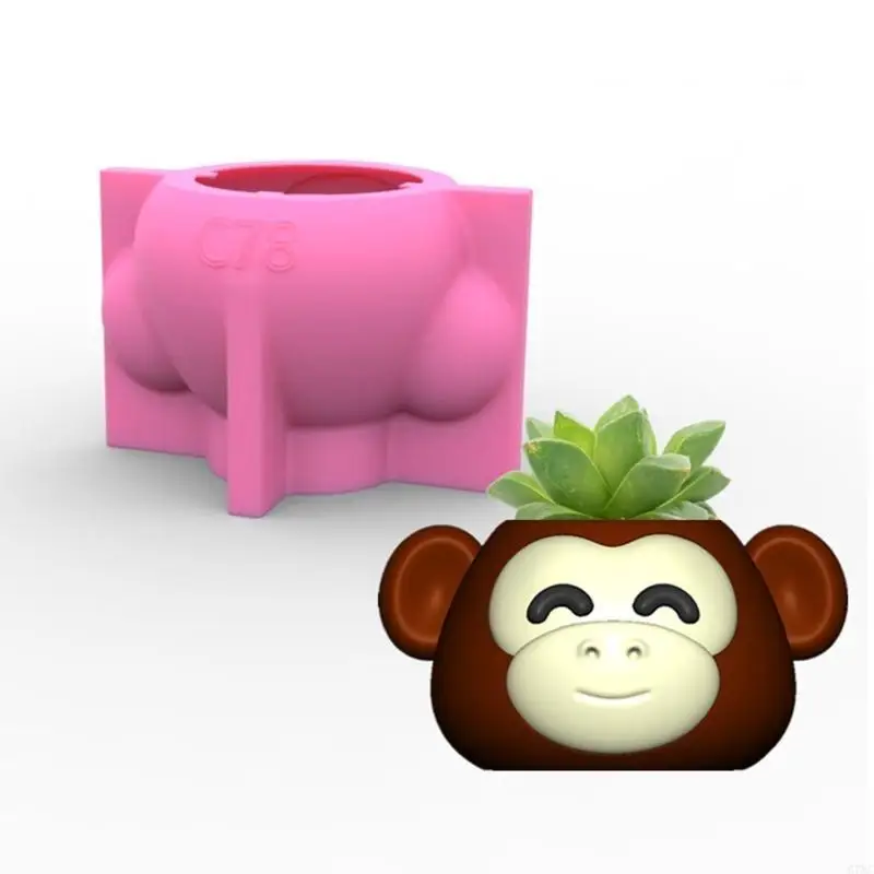 Monkey Gypsum Flower Pot Silicone Resin Mold Epoxy Resin Casting Mold Vase Cement Mold Holder Mold