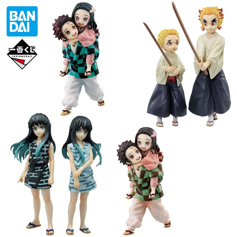 In Stock Original BANDAI Ichiban Kuji Demon Slayer Tanjirou Nezuko Kyoujurou Senjuro Muichirou Figure Anime Genuine Model Toy