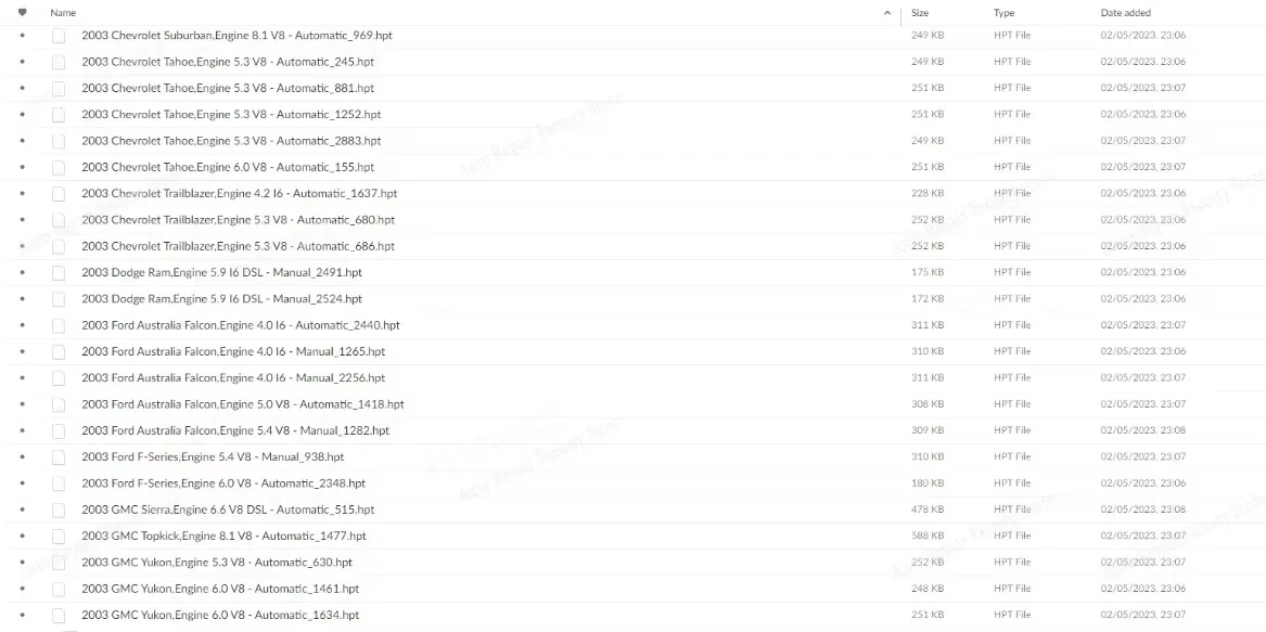 .HPT إلى.Bin Software + Tune Repository 3500 FILES [1997/2018] مجلد 2.44 جيجابايت