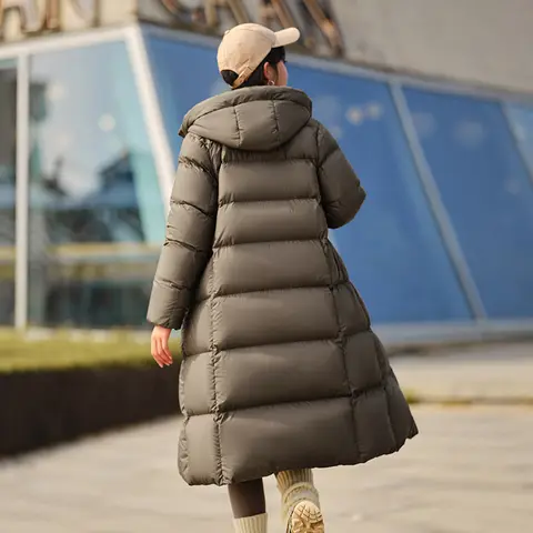 Semir Down Jacket Women Long Length Waterproof Coat 2025 Fashion Winter New Loose Hooded Coat Simple Down Jacket Woman