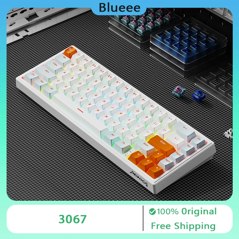 

MONKA 3067 Mechanical Keyboard Wireless Tri Mode Gasket RGB Light Hot Swap PBT Customized Gaming Keycaps E-sports Accessories