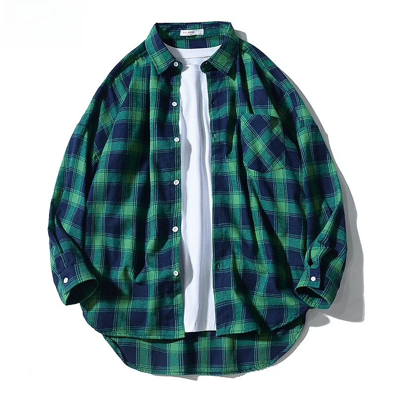 

Men's Long Sve irt Korean Sle Outerwear Plaid Sun Protection Spring Summer Casual Faion Couple's Clothing