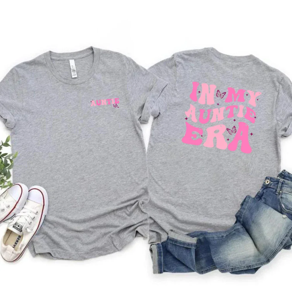 In My Auntie Era Shirt Aunt Era Shirts Funny Aunt Tshirt Baby Announcement for Aunt Tees Trendy Harajuku Casual Tops Y2k Top