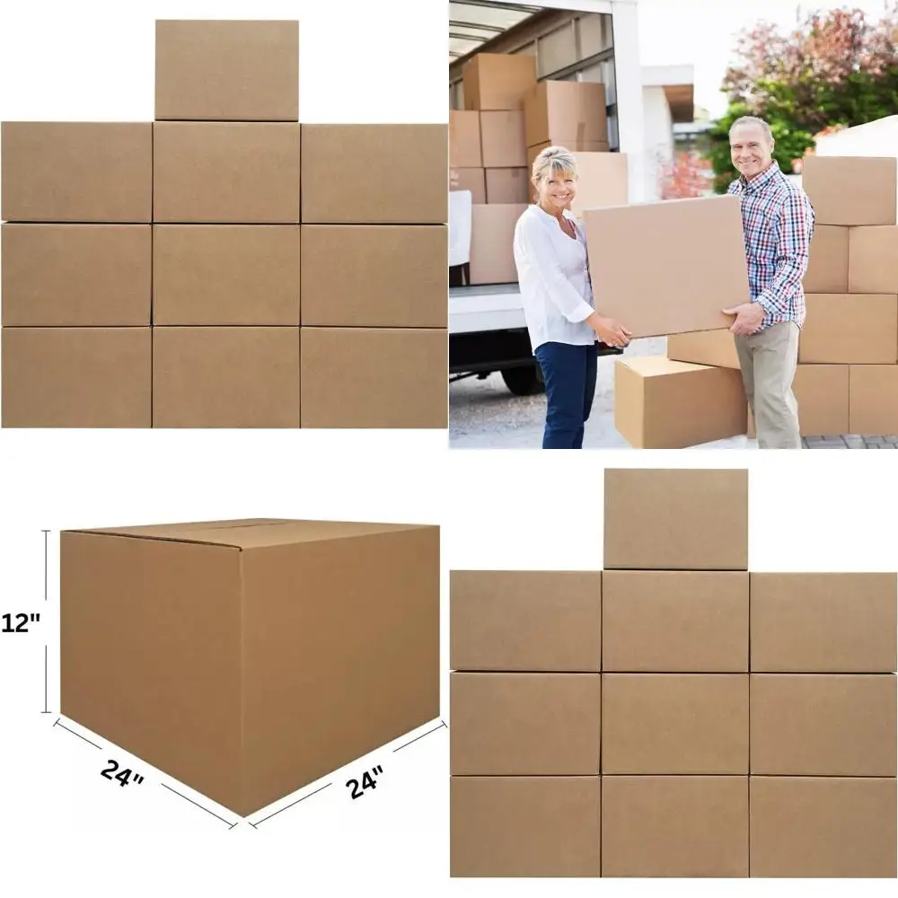 

Bulk Set of 10 Jumbo Mailing and Shipping Boxes - 24x24x12 Inches