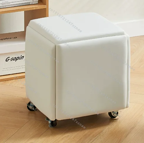 5 in 1 Folding Metal Ottoman Stool With Wheels^，For Saving Design Furniture Modern Apartment Upcycle Home Decor Smart Cube