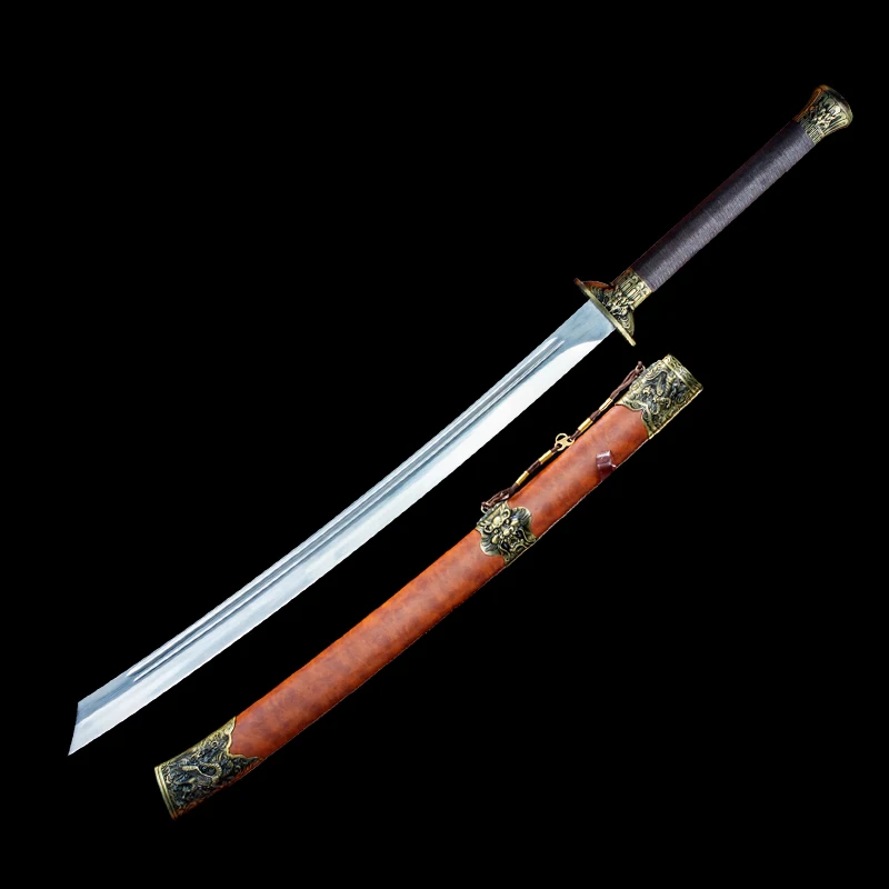 Chinese traditional machete handmade high manganese steel dragon and tiger accessory decorative Sword Real Kungfu User Swords