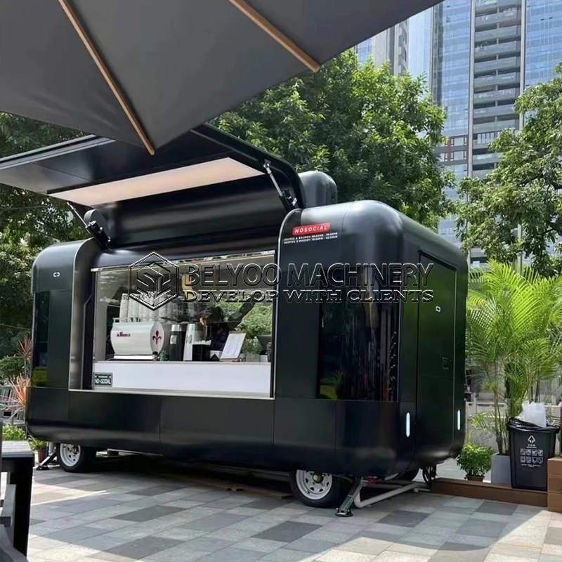

Настраиваемый грузовик Belyoo для продажи, полностью оборудованная тележка для торгового чая и кофе с пузырьками для закусок и хот-догов
