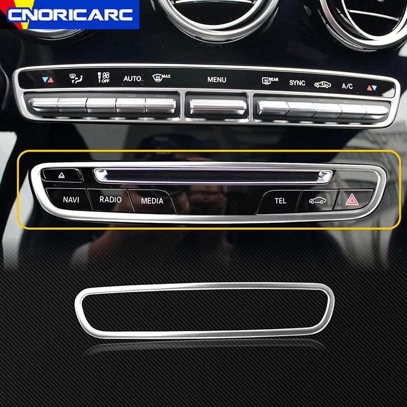 Auto in Acciaio Inox Console Centrale Aria Condizionata Pannello CD Pulsante Telaio Trim Per Mercedes Benz Classe C W205 GLC X253 2015-2018