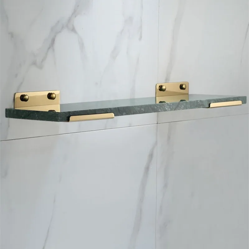 Bathroom Shelf with Towel Bar Bath Shower Shelf White Marble Gold Bath Shampoo Holder Brass Bathroom Storage Luxury Top