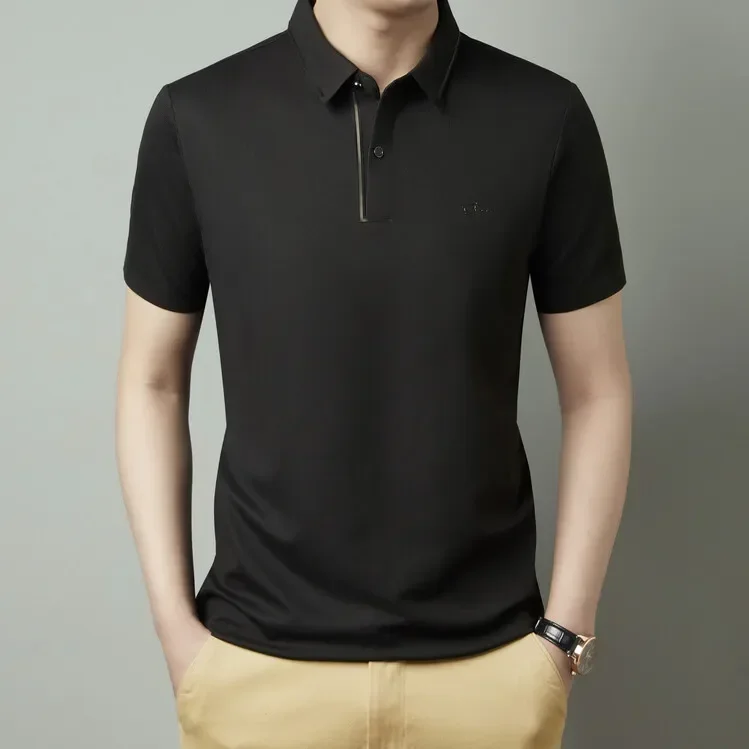 Neues Herren-Poloshirt Nahtlos Premium Luxuriöser Cooler Stoff Business Casual Golf Slim Fit Bluse Kragen T-Shirt – Detail 15