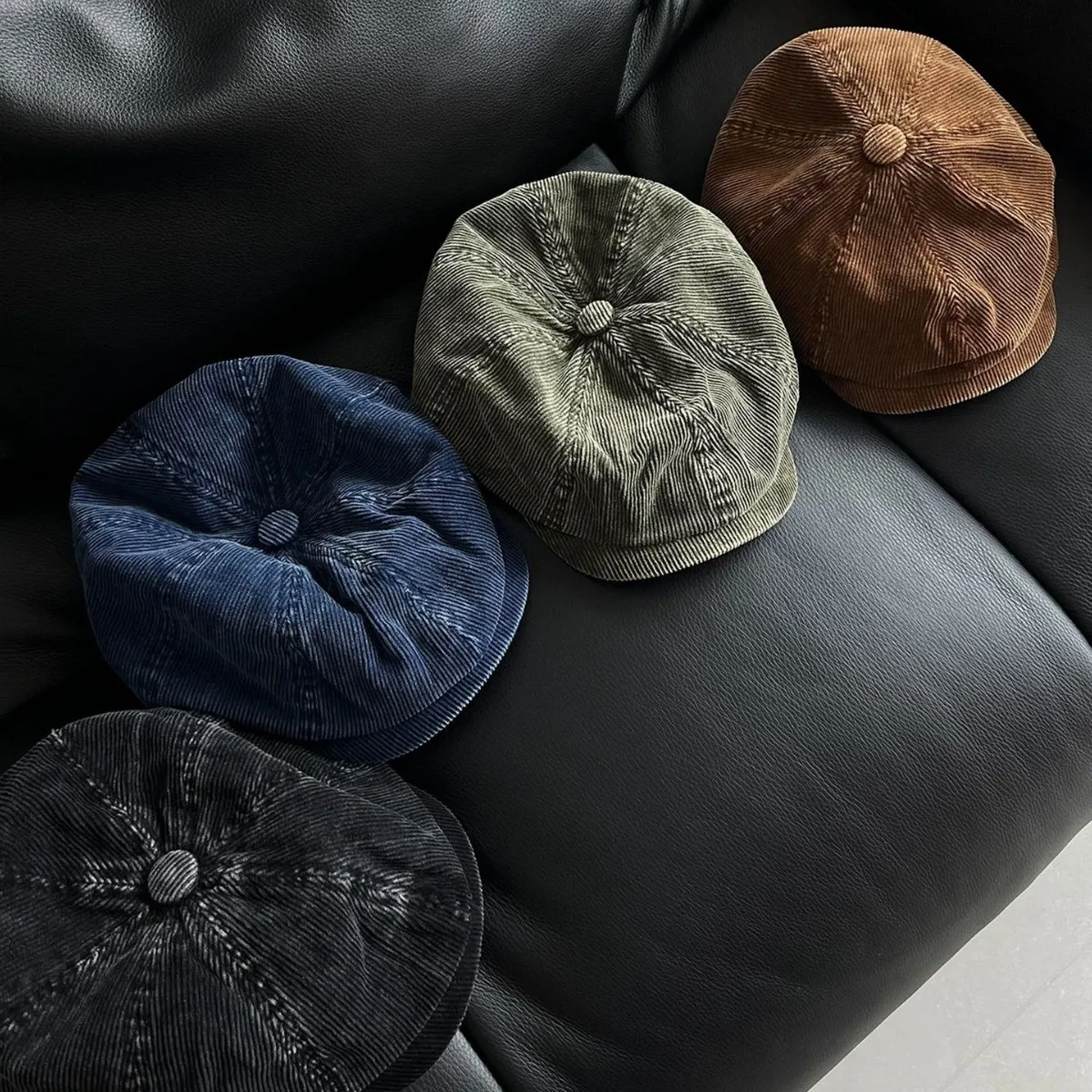 Japońska Retro Sztruksowa Czapka z Daszkiem Męska Wiosenno-Jesienna Literacka Uniwersalna Czapka Malarska Brytyjska Czapka Chłopięca Beret Anty-gazetowa