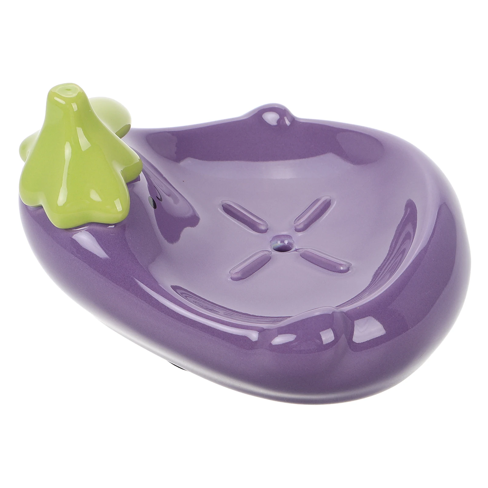 

Eggplant Soap Ceramic Holder Shower Bathroom Cute Sponge Soap Tray Cute Storage Tray Drainage Dish Compact Size