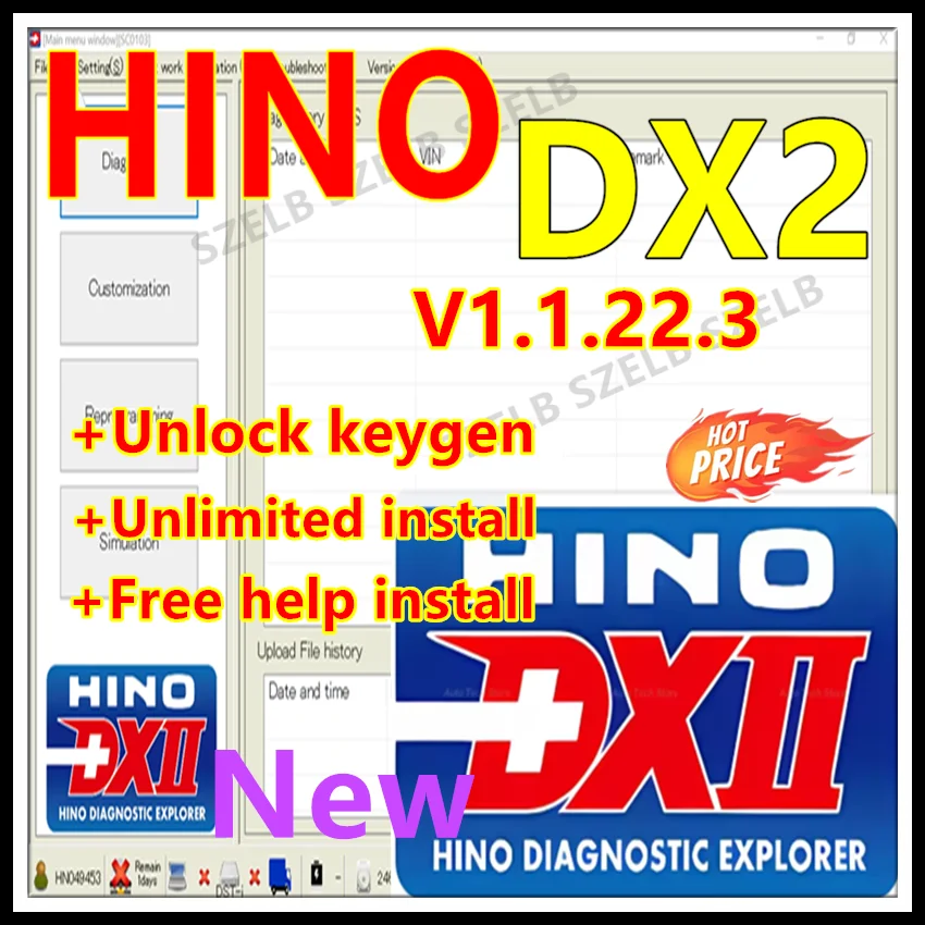 

2025 hot sell, for Hino DX2 V1.1.22.3 for Hino Diagnostic EXplorer 2 + unlock keygen + free help install + unlimited install
