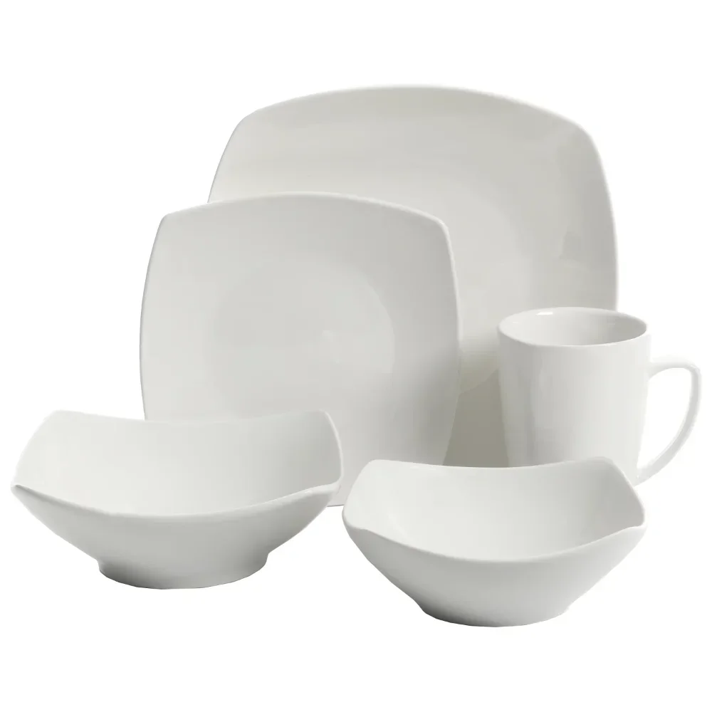 Everyday Square Expanded 40-Piece Dinnerware Set Plate s  Dinner   China