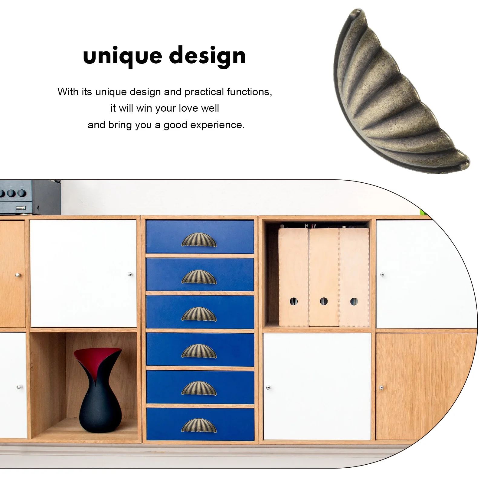 

6pcs Vintage Bronze Drawer Knobs Shell Shape Cabinet Handles Durable Retro Furniture Hardware For Kitchen Home Decor