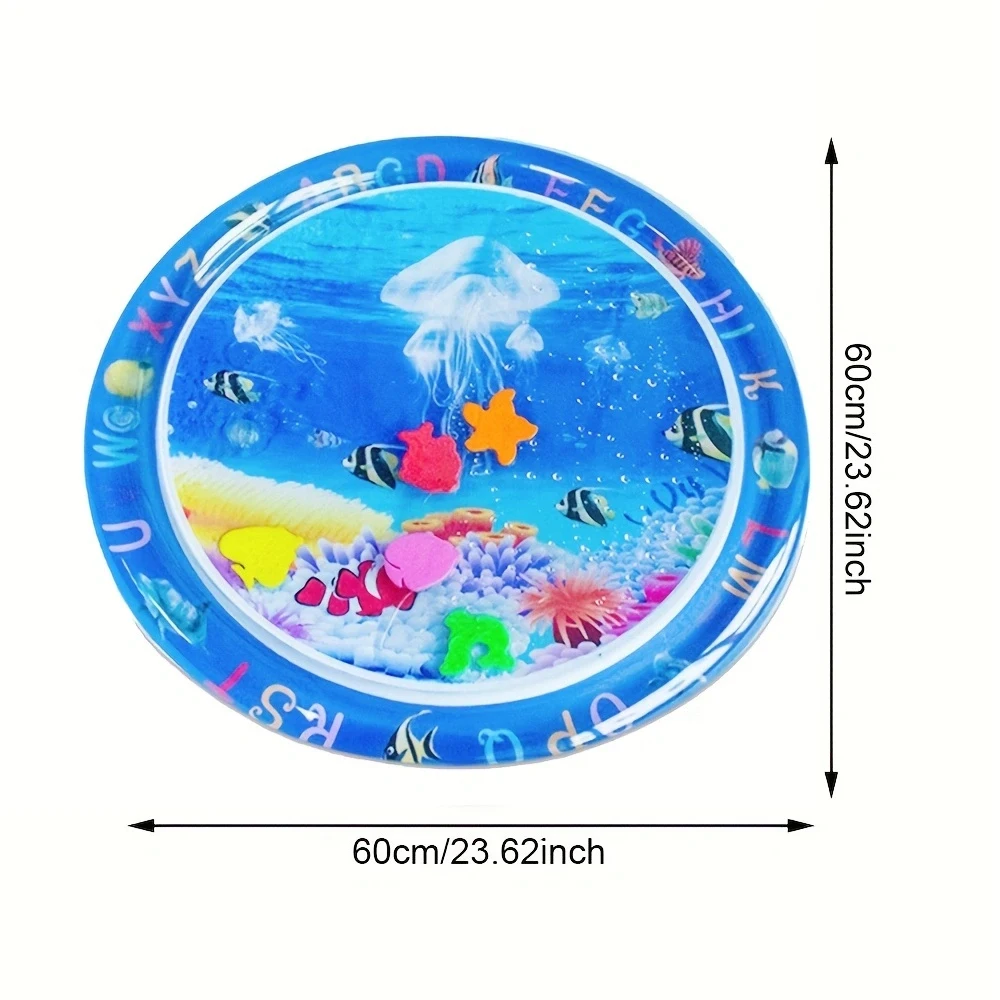 1pc Circular Inflatable PVC Baby Playing Water Mat White Jellyfish Toddler Pad Early Education Activity Toys Cushion Kids Gift