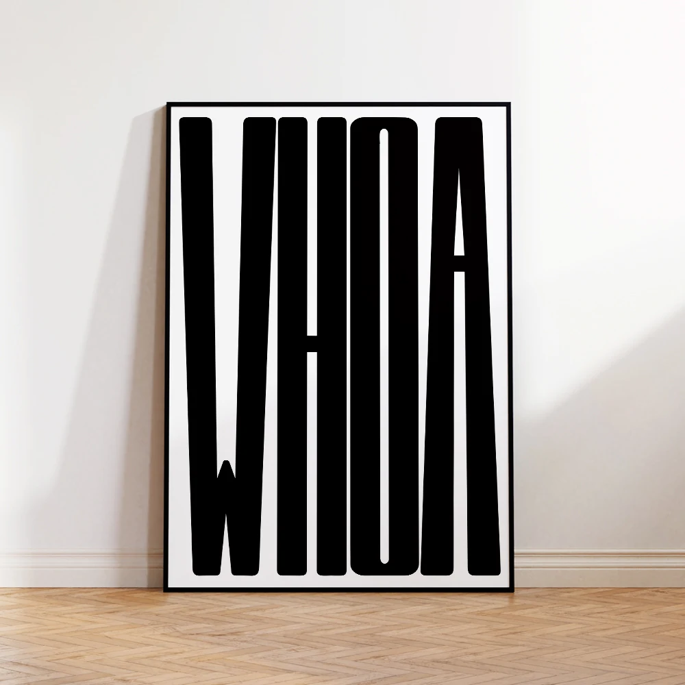 

Modern Northern Europe Minimalist WHOA Quotes Black Green Wall Art Canvas Painting Posters For Living Room Bedroom Home Decor