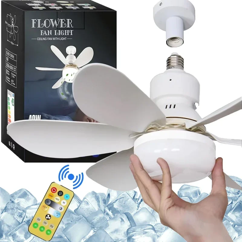 Ceiling Fan Light E27 With Remote LED Dimming Function, Suitable Gor Living Room, Study And Home Use 85-265V ﻿