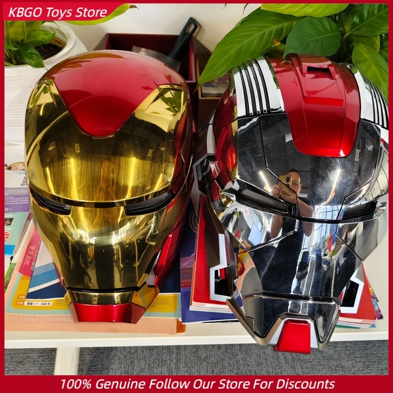 Iron Man Mask Voice Control Cosplay Helmet Electric Led Wearable Metal Decor Party Touch Christmas Gift For Adult Fans